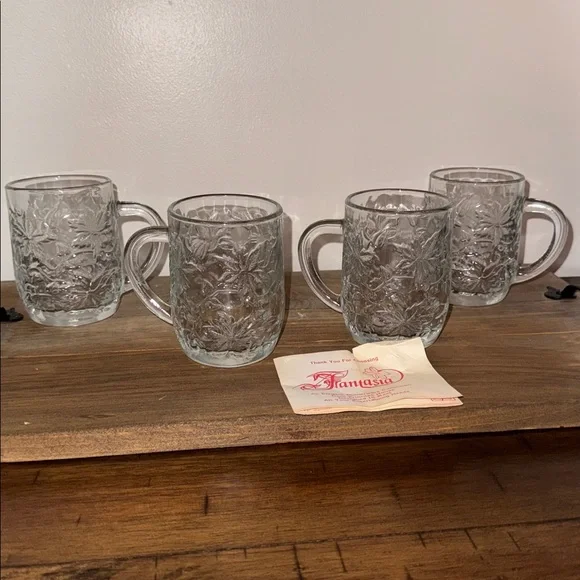 NIB Princess House Fantasia Crystal Floral Glass Mugs Set of 4 - Picture 1 of 8